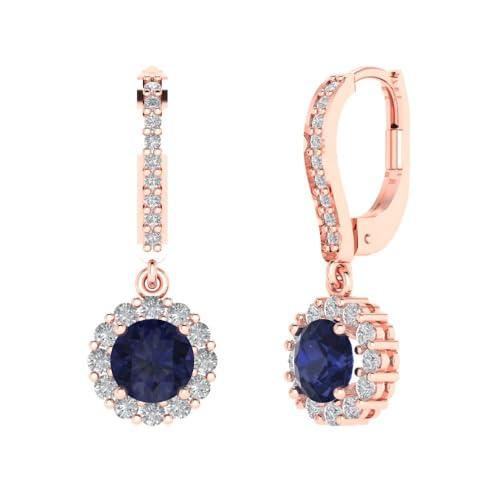 【並行輸入品】3.65 ct Round Cut Halo Solitaire VVS1 Simulated Blue Sapphire Deの画像