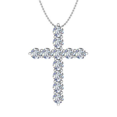 【並行輸入品】FINEROCK 2カラット ダイヤモンドクロスペンダントネックレス 14Kゴールド (シルバーチェーン付属)， 金属 ストーン，_1