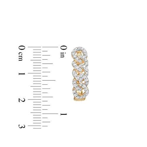 【並行輸入品】14K Yellow Gold 1/2 Carat Moissanite Diamong Chain Halo Hoop Earの画像
