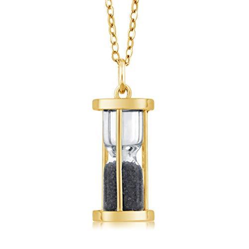 【並行輸入品】[Gem Stone King] 0.50カラット 天然ブラックダイヤモンド シルバー925 イエローゴールド 加工 砂時計 ネッの画像