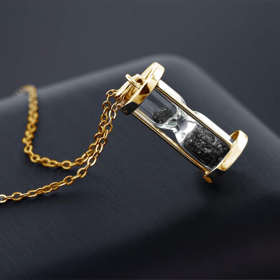 【並行輸入品】[Gem Stone King] 0.50カラット 天然ブラックダイヤモンド シルバー925 イエローゴールド 加工 砂時計 ネッの画像