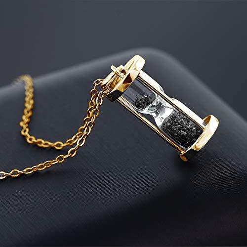 【並行輸入品】[Gem Stone King] 0.50カラット 天然ブラックダイヤモンド シルバー925 イエローゴールド 加工 砂時計 ネッの画像
