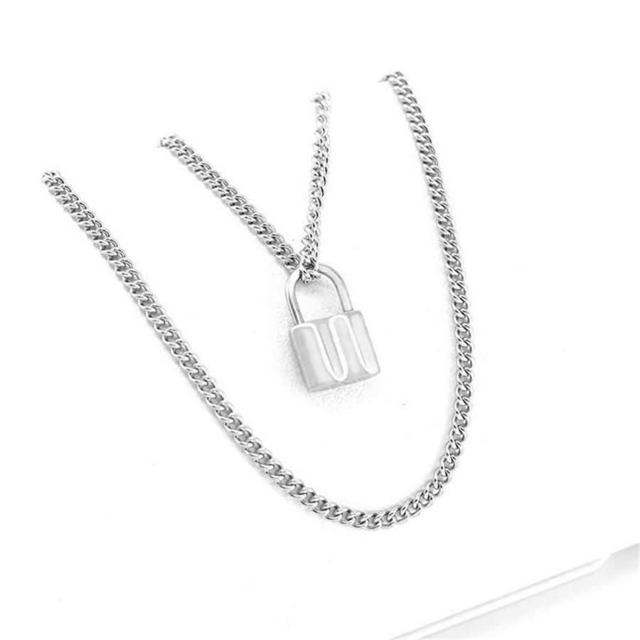 【並行輸入品】N+A Personalized Padlock Necklace for Men Women，Stainless Steel_6