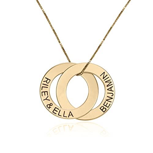 【並行輸入品】MYKA   Engraved 2 Russian Ring Circles Necklace in Sterling Silvの画像