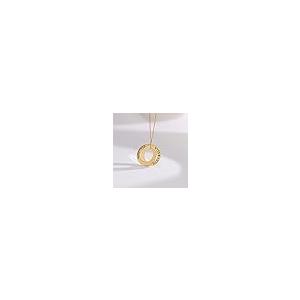 【並行輸入品】MYKA   Engraved 2 Russian Ring Circles Necklace in Sterling Silvの画像