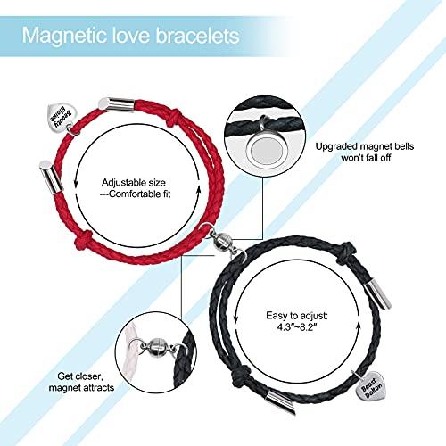 【並行輸入品】マルチアトラクション ロープ 編み込み カップル ブレスレット チャーム ペンダント 磁気ベル付き 2個 ギフトセット レディースの画像