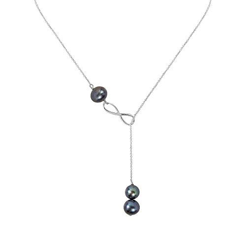 【並行輸入品】Endless Love ブラックパール インフィニティラリアット .925スターリングシルバーネックレス AeraVida Be_1