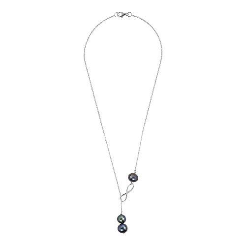【並行輸入品】Endless Love ブラックパール インフィニティラリアット .925スターリングシルバーネックレス AeraVida Be_4