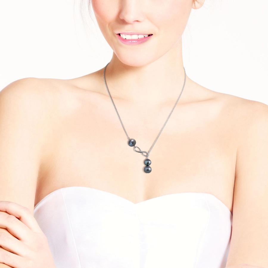 【並行輸入品】Endless Love ブラックパール インフィニティラリアット .925スターリングシルバーネックレス AeraVida Be_6