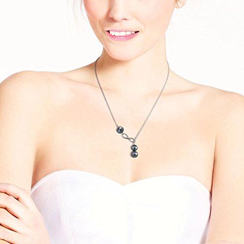 【並行輸入品】Endless Love ブラックパール インフィニティラリアット .925スターリングシルバーネックレス AeraVida Be_7
