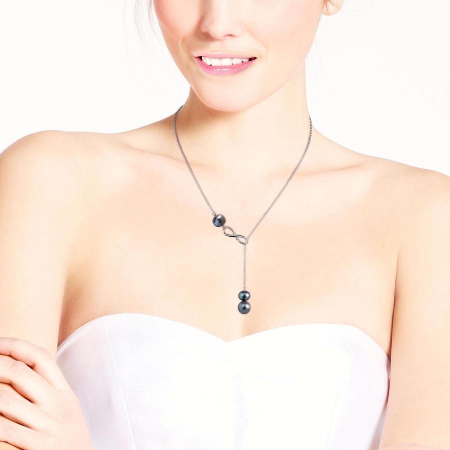 【並行輸入品】Endless Love ブラックパール インフィニティラリアット .925スターリングシルバーネックレス AeraVida Be_9