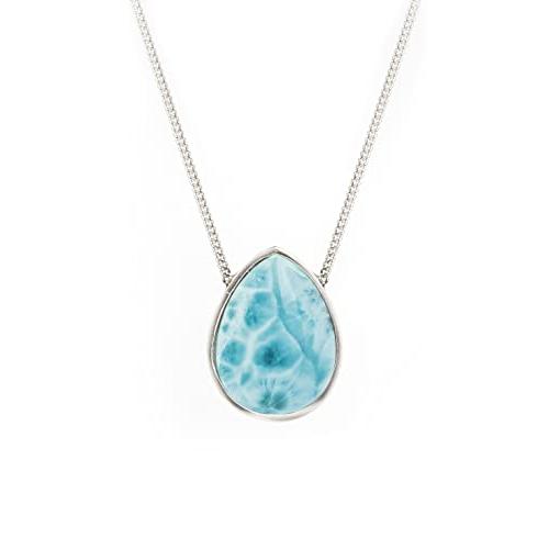 【並行輸入品】Rock's Rocks スターリングシルバー 天然ラリマー ティアドロップネックレス 20x15mm カボション 長さ7/8イン_1