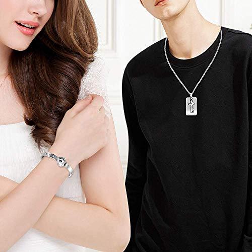 【並行輸入品】Uloveido ローズゴールドメッキ チタン マッチングパズル カップル ハートロック ブレスレットとキーペンダントネックレス