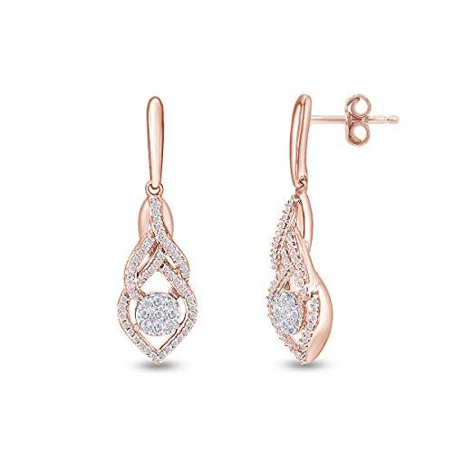 【並行輸入品】1/3 Carat CT.T.W Round Cut White Natural Diamond Interlocking Teの画像