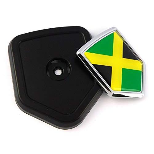 【並行輸入品】ジャマイカ国旗 車 トラック ブラックシールド グリルバッジ グリル クロームエンブレム 2.6インチ x 3.1インチ Jama_7