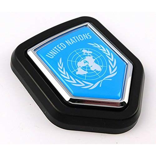 【並行輸入品】United Nations flag Car Truck Black Shield Grill Badge chrome gr_1