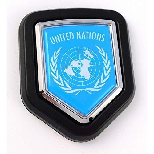 【並行輸入品】United Nations flag Car Truck Black Shield Grill Badge chrome gr_4