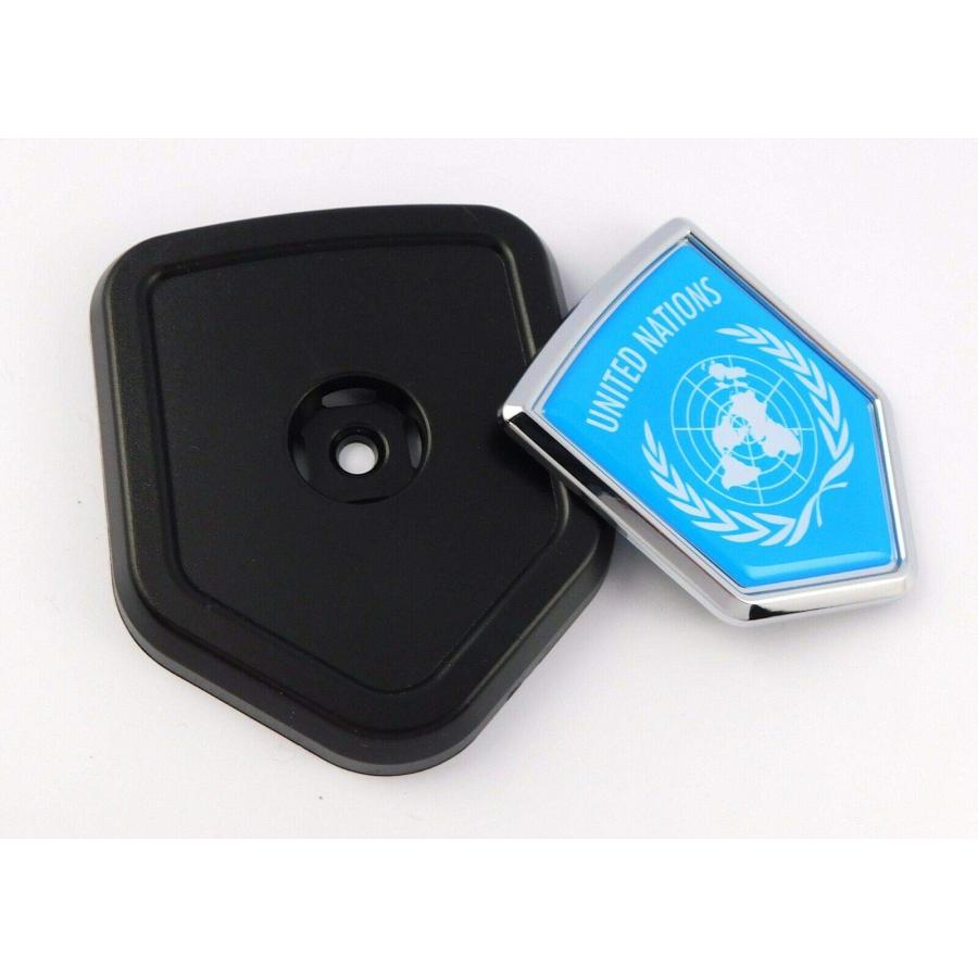 【並行輸入品】United Nations flag Car Truck Black Shield Grill Badge chrome gr_6