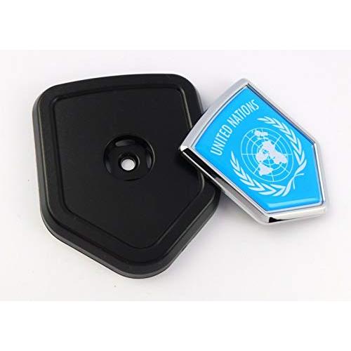 【並行輸入品】United Nations flag Car Truck Black Shield Grill Badge chrome gr_7