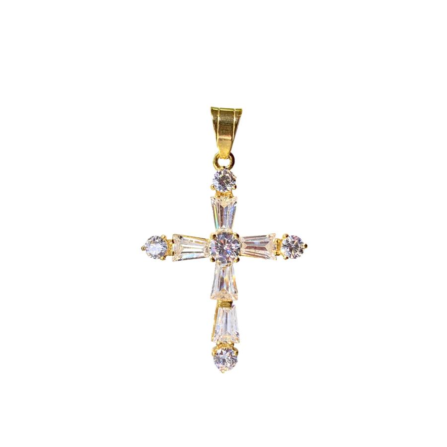 【並行輸入品】Men Women 925 Italy Iced Gold Cross Jesus Crucifix Diamond Relig