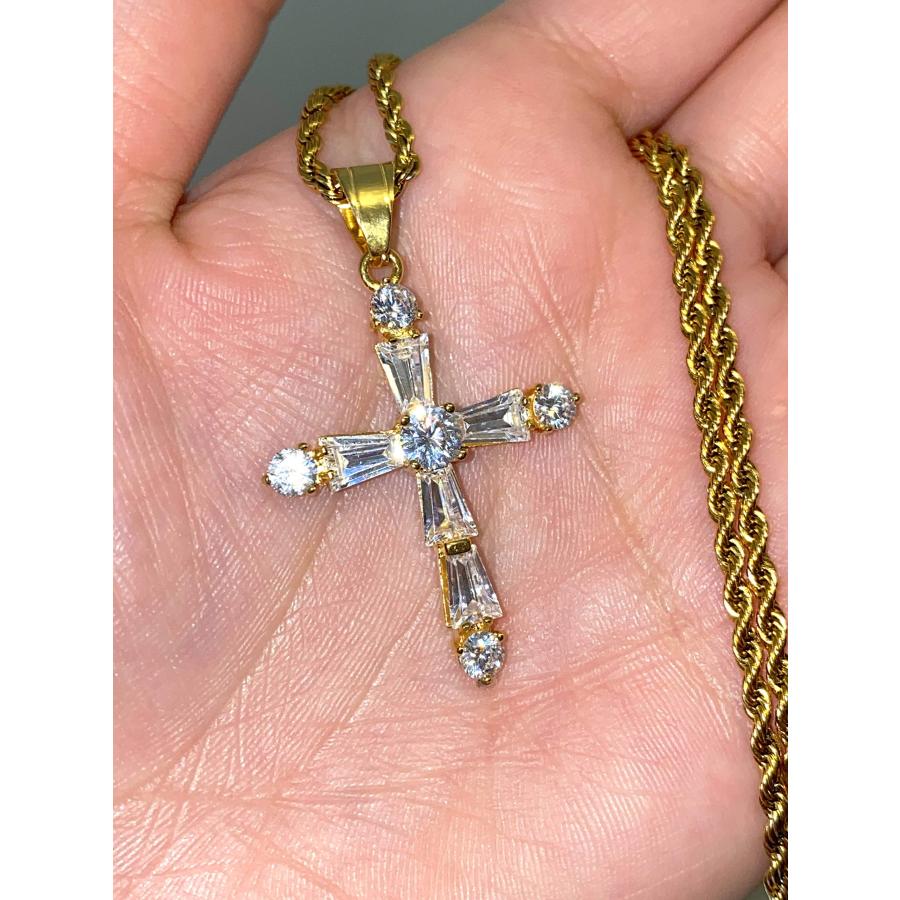 【並行輸入品】Men Women 925 Italy Iced Gold Cross Jesus Crucifix Diamond Relig