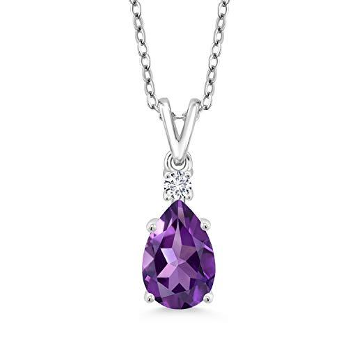 【並行輸入品】[Gem Stone King] 1.8カラット 天然 アメジスト ネックレス レディース ラボグロウンダイヤモンド シルバー92の画像