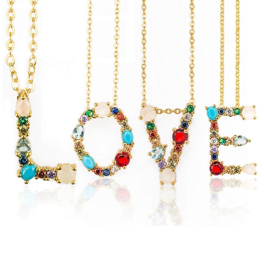 【並行輸入品】ink2055 A Z 26 English Alphabet Letter Necklace Multicolor Rhine_3