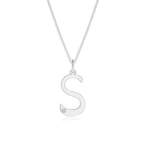 【並行輸入品】大文字 A から Z イニシャル文字 ペンダント ネックレス ジプシーセット ラウンド ダイヤモンド スターリングシルバー (カラ_1
