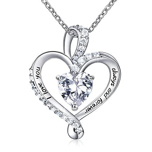 【並行輸入品】DIVAS MODE ネックレス レディース 925スターリングシルバー ラブハートペンダントネックレス 4月の誕生石 キュービッ_1