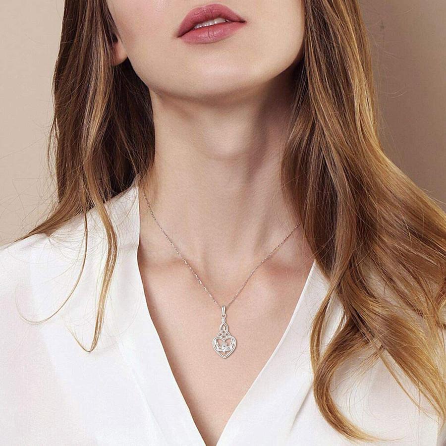 【並行輸入品】JO WISDOM レディース ネックレス 925スターリングシルバー アイリッシュケルトクラダ ラブハートペンダントネックレス_3