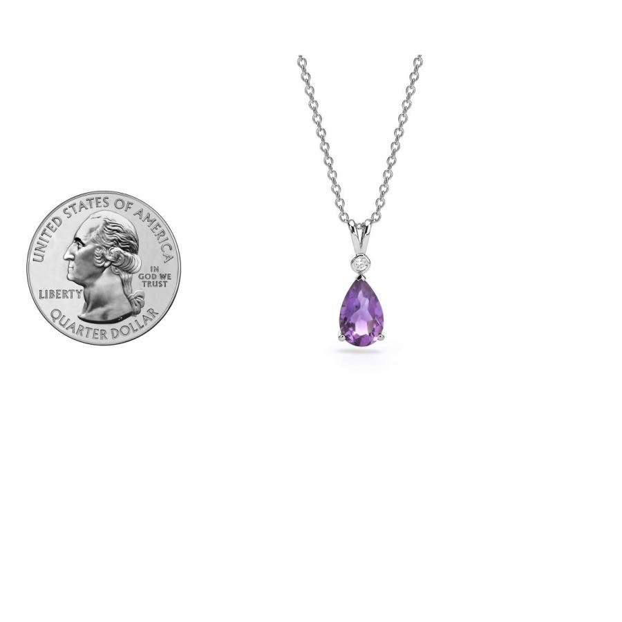【並行輸入品】Glam and Gems 2.10カラット ペアカット アメジストとダイヤモンドペンダントネックレス 14Kホワイト/イエロー/_9