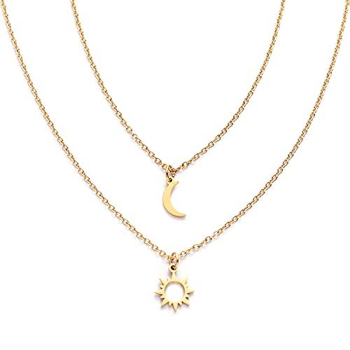 【並行輸入品】Tawdull 太陽と月 レイヤードネックレス レディース 上品なチョーカーネックレス ティーンガールズ ガールフレンドギフト ペ_1