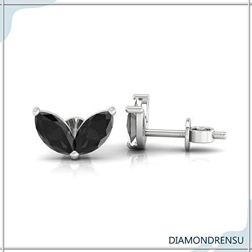 【並行輸入品】Diamondrensu 1.0 CTW Marquise Black Moissanite Stud Earrings forの画像