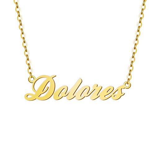 【並行輸入品】DUGISOWE 10K 14K 18K ゴールド カスタムネームネックレス パーソナライズ ソリッドゴールド カスタムネームプレの画像