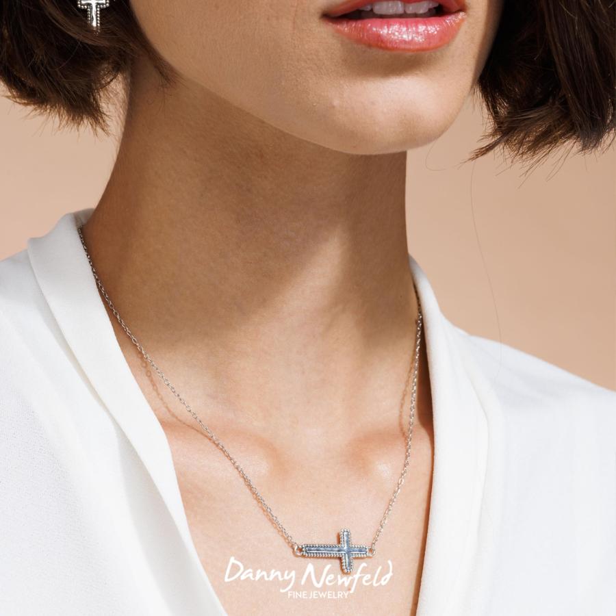 【並行輸入品】Paz By Danny Newfeld 925スターリングシルバー 横向きクロスペンダントネックレス | 18インチチェーン |_3
