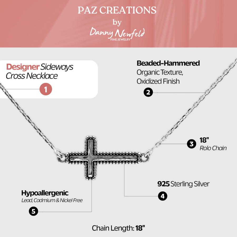 【並行輸入品】Paz By Danny Newfeld 925スターリングシルバー 横向きクロスペンダントネックレス | 18インチチェーン |_6