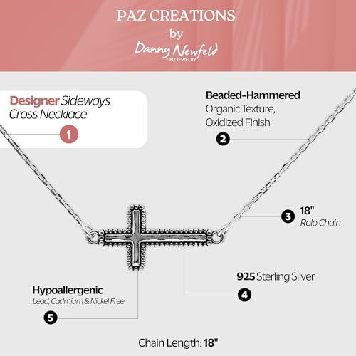 【並行輸入品】Paz By Danny Newfeld 925スターリングシルバー 横向きクロスペンダントネックレス | 18インチチェーン |_7
