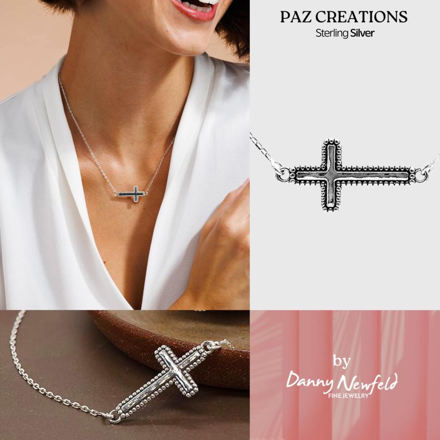 【並行輸入品】Paz By Danny Newfeld 925スターリングシルバー 横向きクロスペンダントネックレス | 18インチチェーン |_9