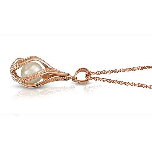 【並行輸入品】Galaxy Gold GG 14K Solid Rose Gold Necklace With Natural Pearl Pの画像