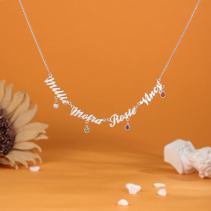 【並行輸入品】Ashleymade Personalized Names Necklace with 345 Simulated Births_3