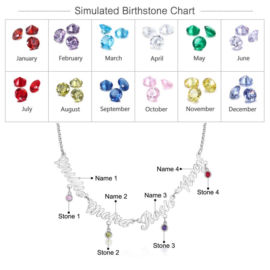 【並行輸入品】Ashleymade Personalized Names Necklace with 345 Simulated Births_9