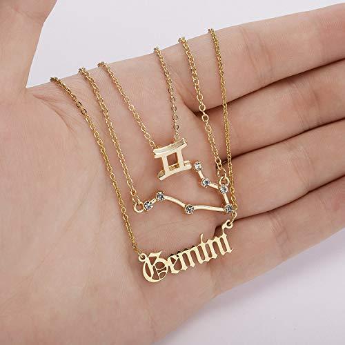 【並行輸入品】星座ネックレス3点セット 12星座 ペンダントネックレス 占星術 誕生日プレゼント 女性 女の子， 金属， クリスタル 3Pcs_7