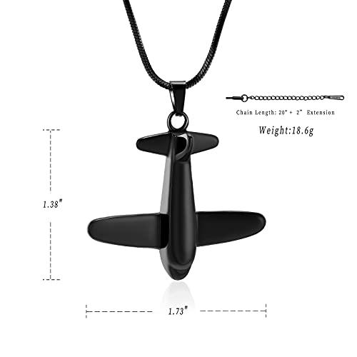 Airplane Cremation Jewelry for Human Ashes Urn Necklace Keepsake