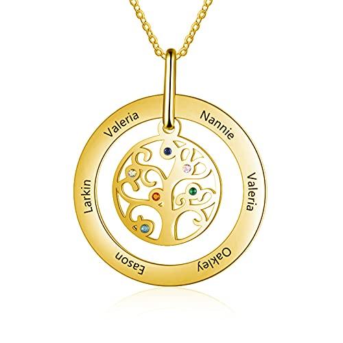 【並行輸入品】MRENITE 10k 14k 18k Solid Yellow Gold Personalized Name Family Tの画像