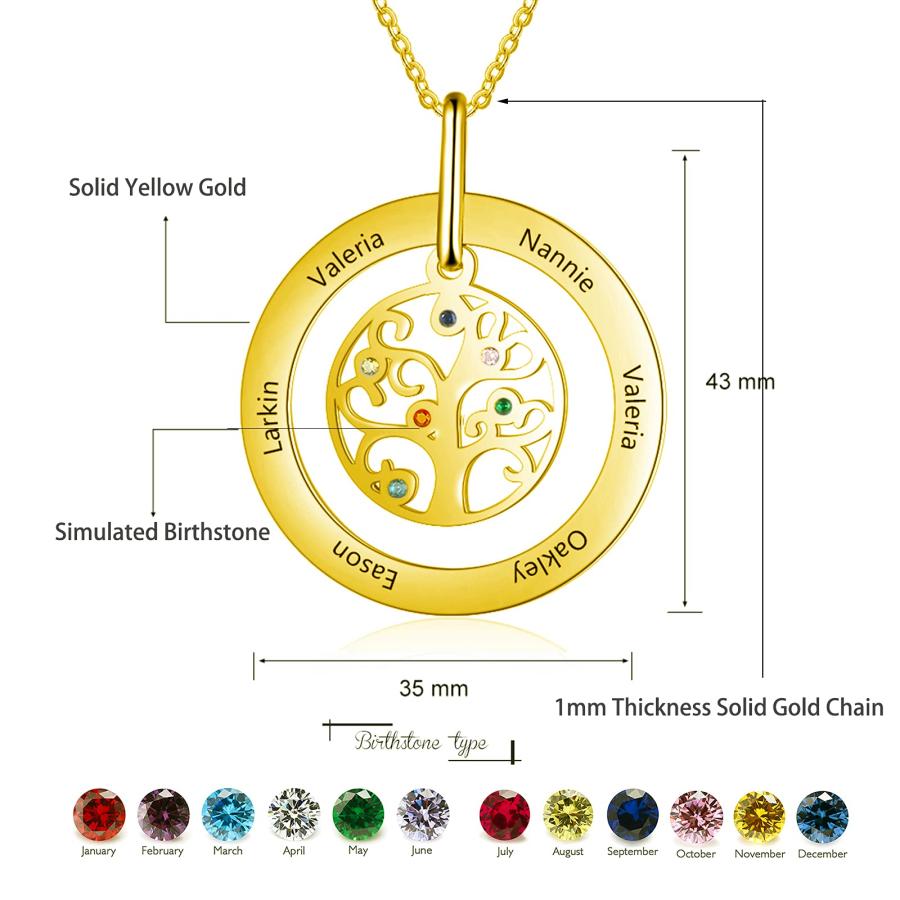 【並行輸入品】MRENITE 10k 14k 18k Solid Yellow Gold Personalized Name Family Tの画像
