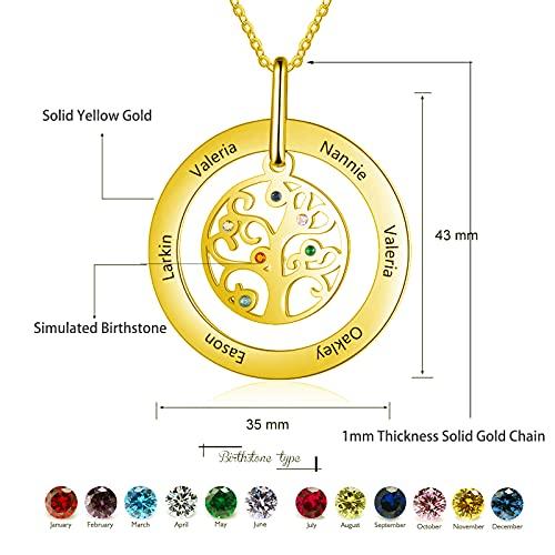 【並行輸入品】MRENITE 10k 14k 18k Solid Yellow Gold Personalized Name Family Tの画像