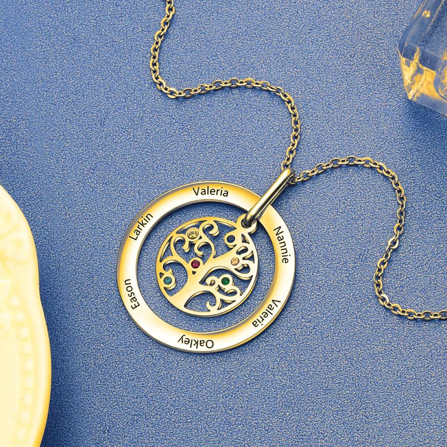 【並行輸入品】MRENITE 10k 14k 18k Solid Yellow Gold Personalized Name Family Tの画像
