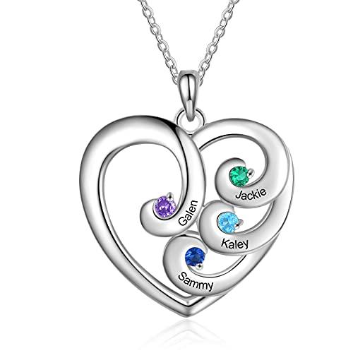 【並行輸入品】JewelOra Personalized Heart Necklace for Mom Custom Name Necklac