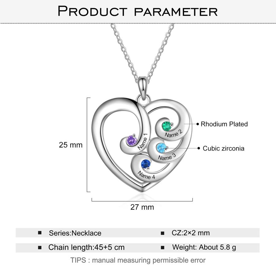 【並行輸入品】JewelOra Personalized Heart Necklace for Mom Custom Name Necklac