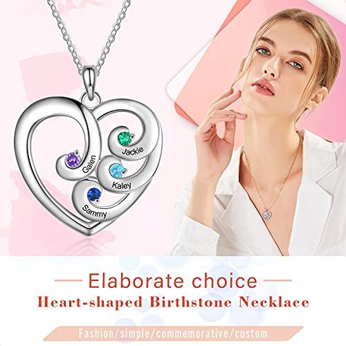 【並行輸入品】JewelOra Personalized Heart Necklace for Mom Custom Name Necklac